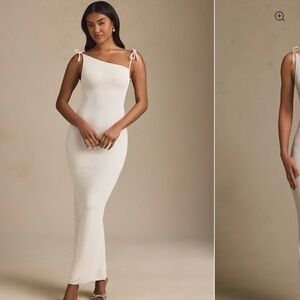 Oh Polly Textured Jersey Open Back Maxi Dress Ivory Size 10 NWT